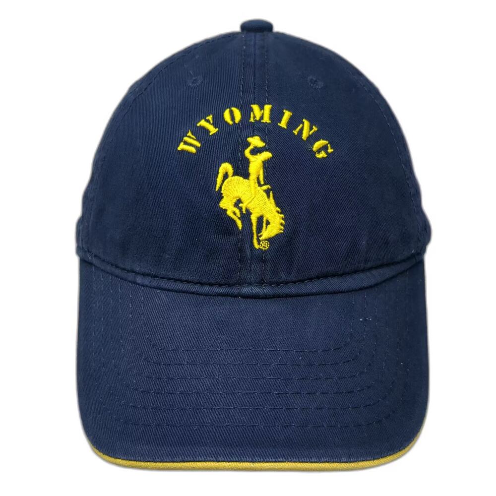 Jacobson Hat Baseball Cap Blue Yellow OS Wyoming Bucking Bronco Cody Adjustable